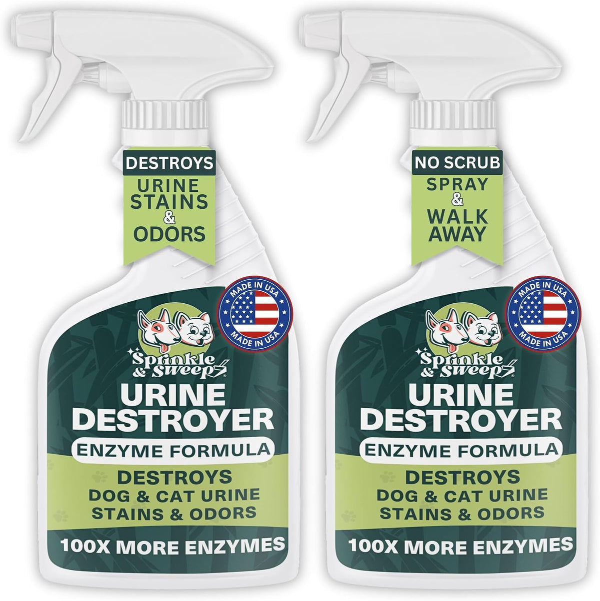 Sprinkle & Sweep: Pet Stain & Odor Enzyme Spray - 32 Fl Oz (Pack of 2)