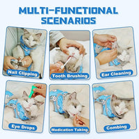 Supet Cat Grooming Hammock, Self-Adherent Cat Wrap for Cutting Nails, Anti-Escape Calming Wrap for Medicine, Nail Clipping, Teeth Brushing, Ear Cleaning