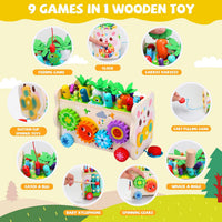 Teekdeer 9 in 1 Montessori wooden pounding toy with xylophone, gears and carrot harvest - view 2
