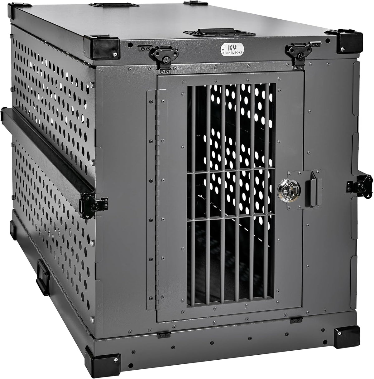 K9 Kennel Boss Aluminum Collapsible Dog Crate - Gray / 41.6"L x 29.7"W x 33.9"H