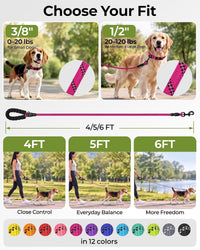 Taglory Rope Dog Leash for Medium Large Dogs - 1/2" x 4 FT (20~120 lbs.) / Hotpink - image 3