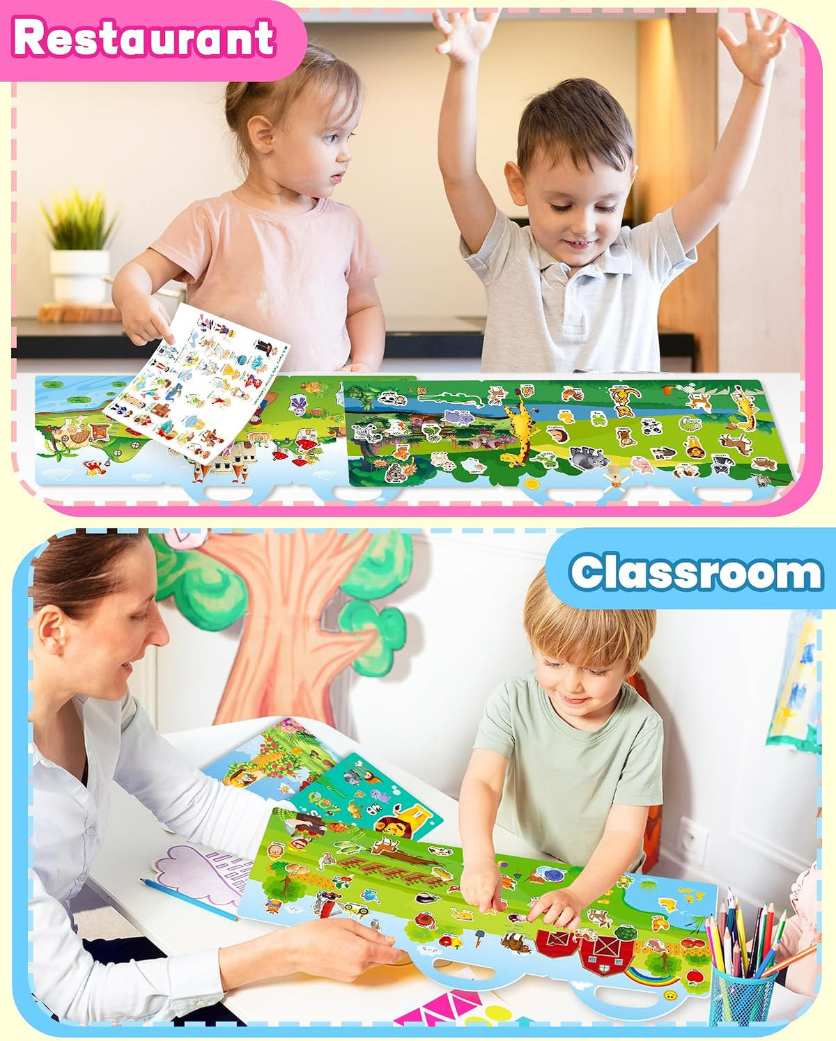 Walenced Reusable Sticker Book, Stickers for Kids - Fairy+Farm+Animal - image 4