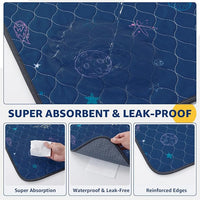LOOBANI Pee Pads for Dogs Washable: Reusable Dog Pee Pads for Medium Pet, 2 Pack Waterproof Puppy Whelping Pads 36" x 41", Non-Slip Potty Training Mat for Dog Playpen, Floor, Cage, Sofa, Crate, Blue