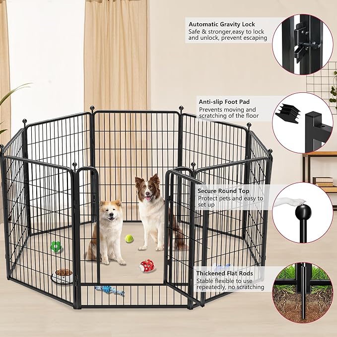 Dog Playpen 40 inch 20 Panels Indoor Outdoor Dog Pen for Large/Medium/Small Dogs Heavy Duty Metal Dog Fence Outdoor for Yard, Puppy Playpen with Door Portable Pet Fence for RV Camping Yard