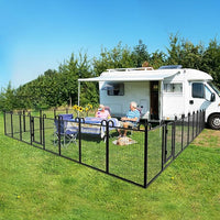 Dog Playpen Outdoor 24 Panels Heavy Duty Dog Fence 32" Height Anti-Rust with Doors Portable for RV Camping Yard, Total 54FT, 227 Sq.ft, Snowy Black