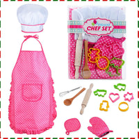 HmiL-U Chef Set for Kids, Hat, Utensils - Pink