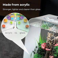 biOrb Life 15 Acrylic 4-Gallon Aquarium with Multi-Color Remote-Controlled LED Lights Modern Compact Tank for Tabletop or Desktop Display, Transparent