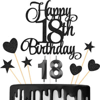 18th Birthday Cake Decorations - Black