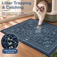 24"x15" Cat Litter Mat Non-Slip Washable Litter Box Mat – Daily Care for Cats - Navy Blue / 24X15in - image 2