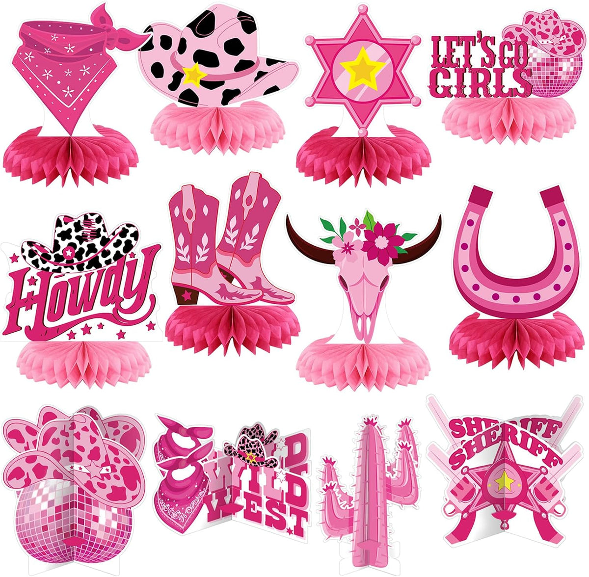 Moinchore 12 Diwali honeycomb table centerpieces with colorful 3D designs - view 4