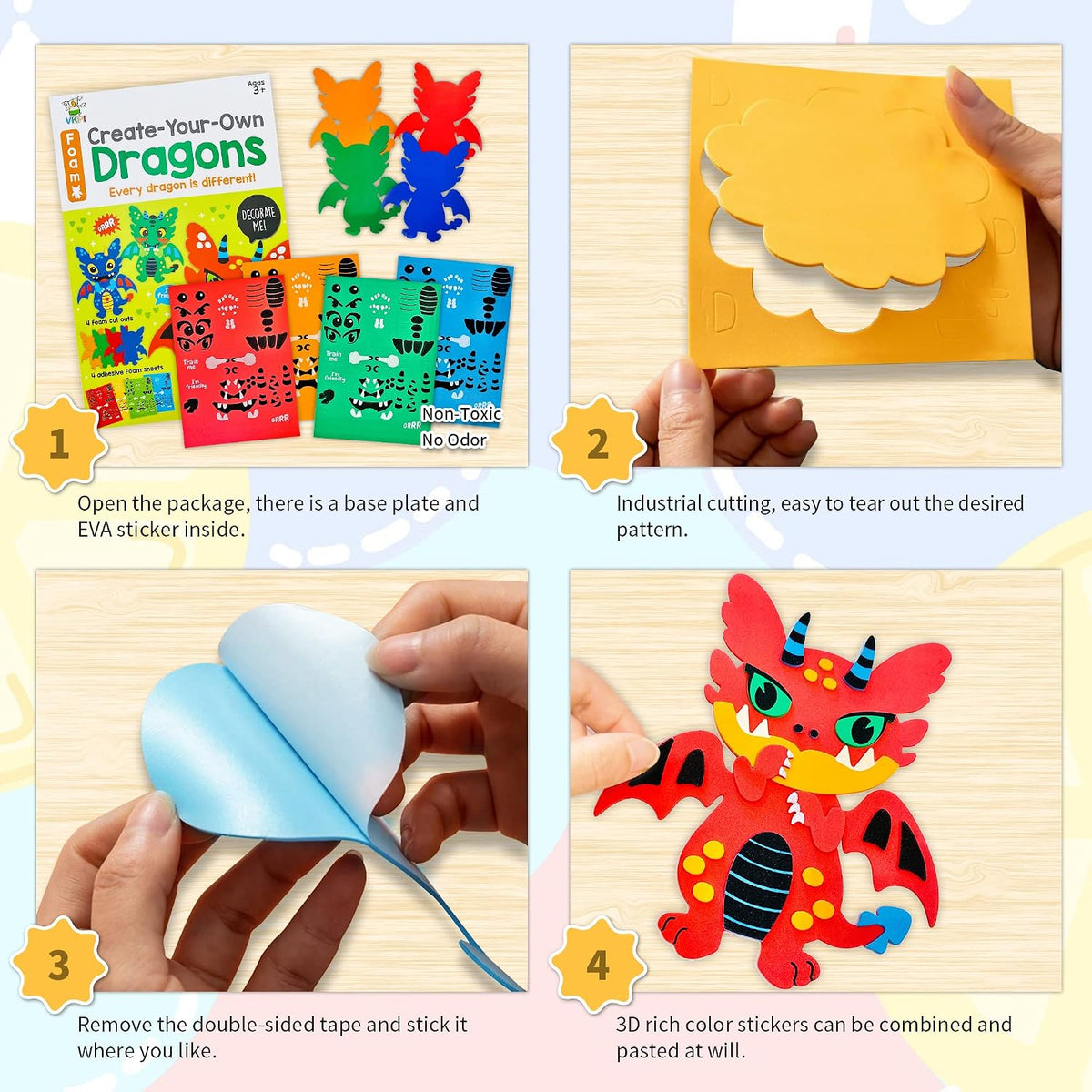 VKPI 4 Butterflies Foam Art Crafts Gift Kit - Dragons - image 2