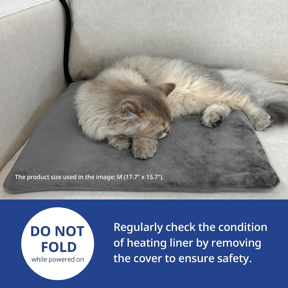 NICREW Cat Heating Pad, Consistent Heat, 17.7"x15.7", 30W - Gray / 17.7"L x 15.7"W x 0.4"Th - image 2