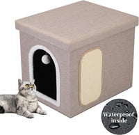 Shikha Hidden Cat Litter Box Enclosure with Scratch Pad & Storage Bag - Beige