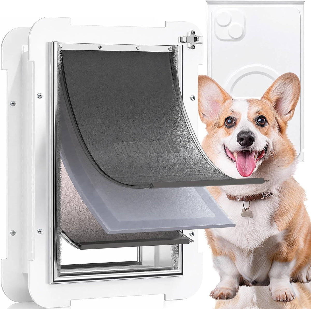 3-Flap Never Rust Extra Large Dog Door for Doors with Sliding Lock - Medium / For Door