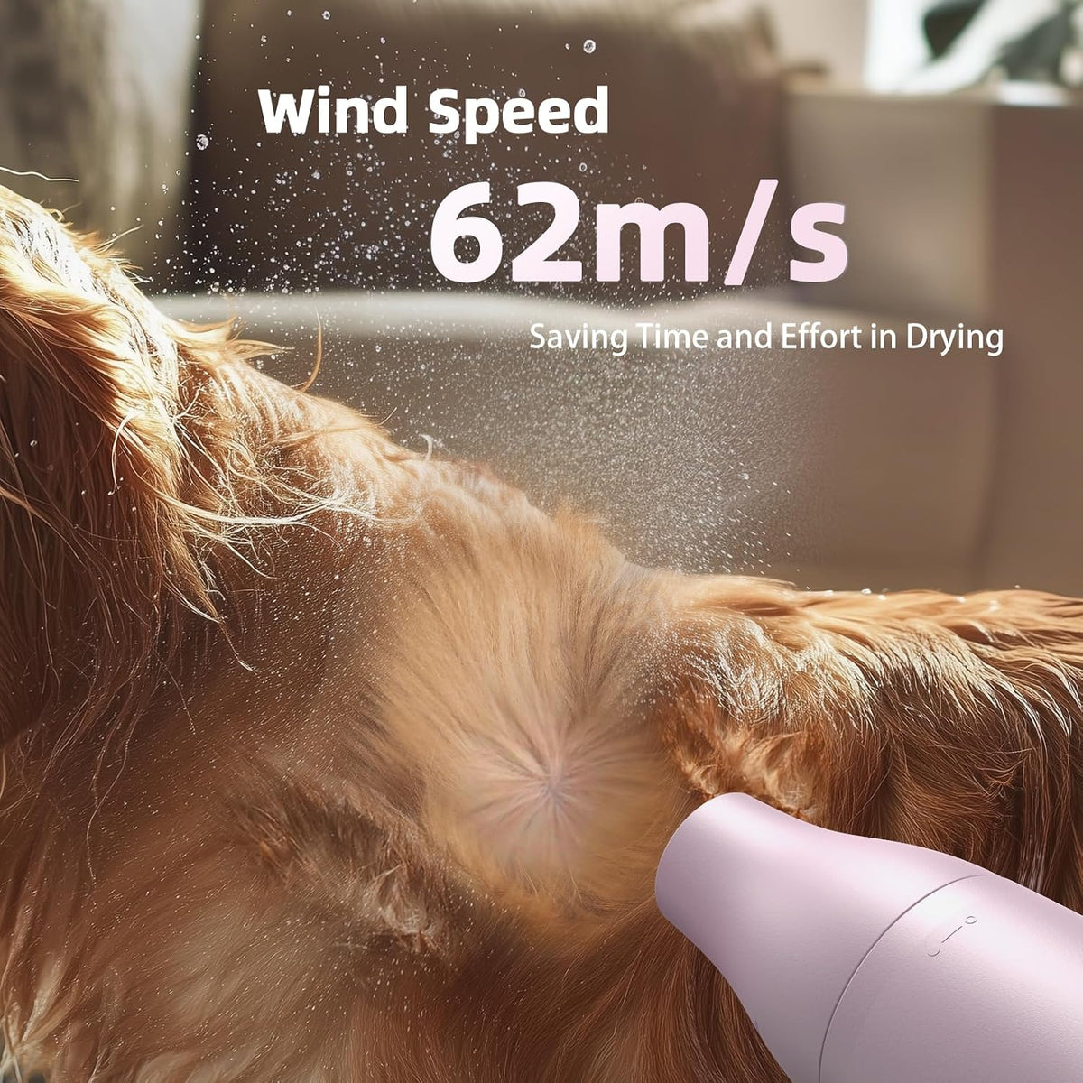 Buenkee Handheld Dog Dryer, 3HP High-Velocity Pet Hair Blower - Pink - image 3