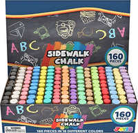 JOYIN 160 PCS Sidewalk Chalks Set-16 Colors Non-Toxic Washable Jumbo - 160