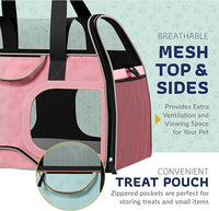 Katziela Pet Carrier - Airline Compliant Dog Carrier - TSA Approved Pet Carrier for Small Dogs and Cats - Soft FAA Travel Airplane Dog Carrier Luggage (Pink/White-6 Wheels)