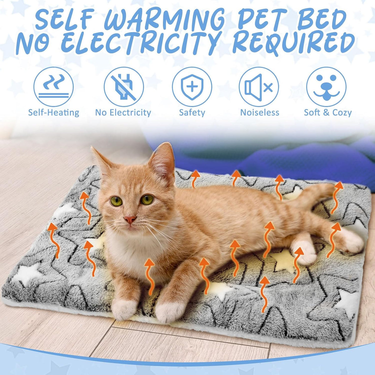 2 Pack Self Warming Cat Dog Bed Pad - Grey / 21" X 14" / Double Star - image 3
