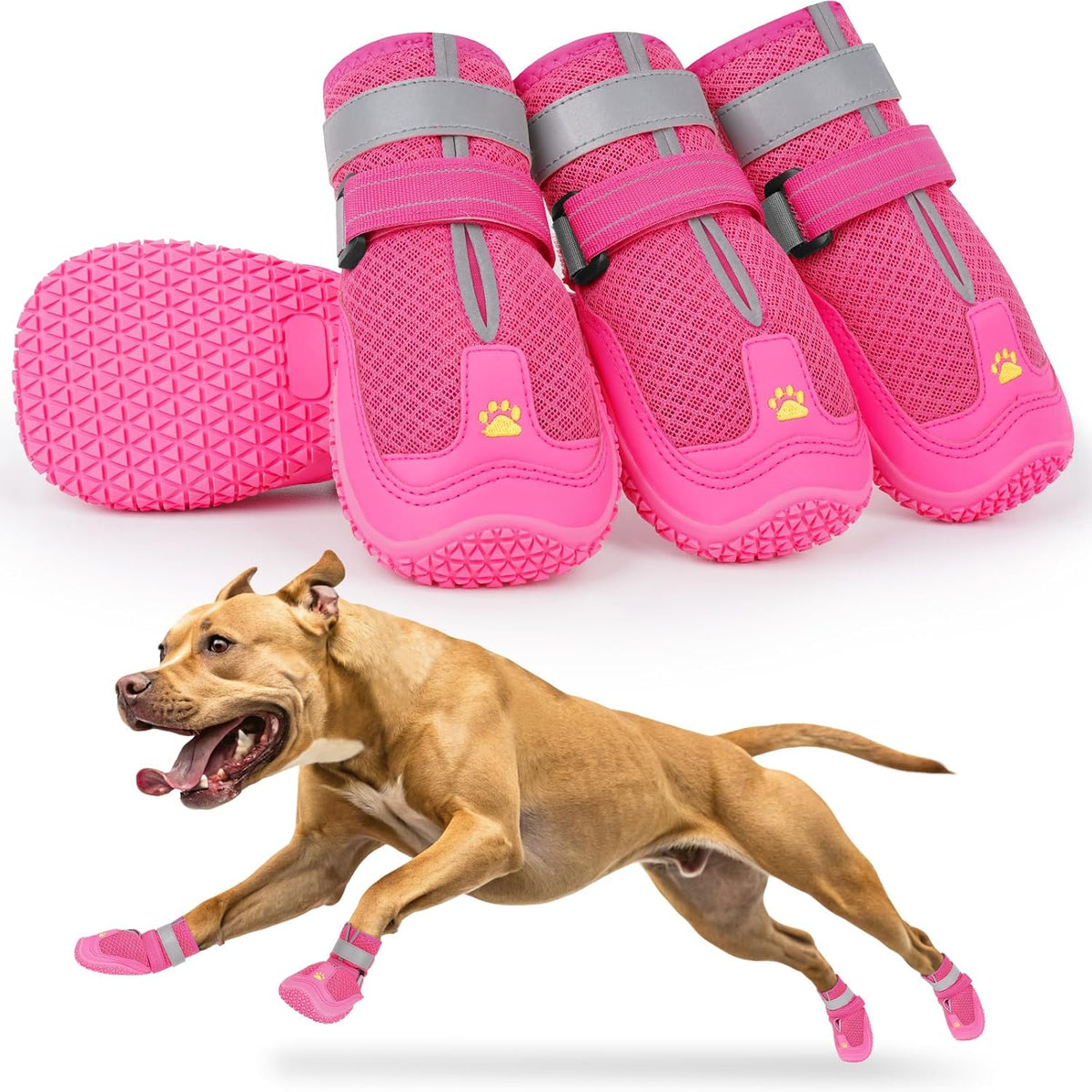 Dog Shoes for Large Medium Dogs - Hot Pink / Size5: 2.4" x 2.8" (W*L)