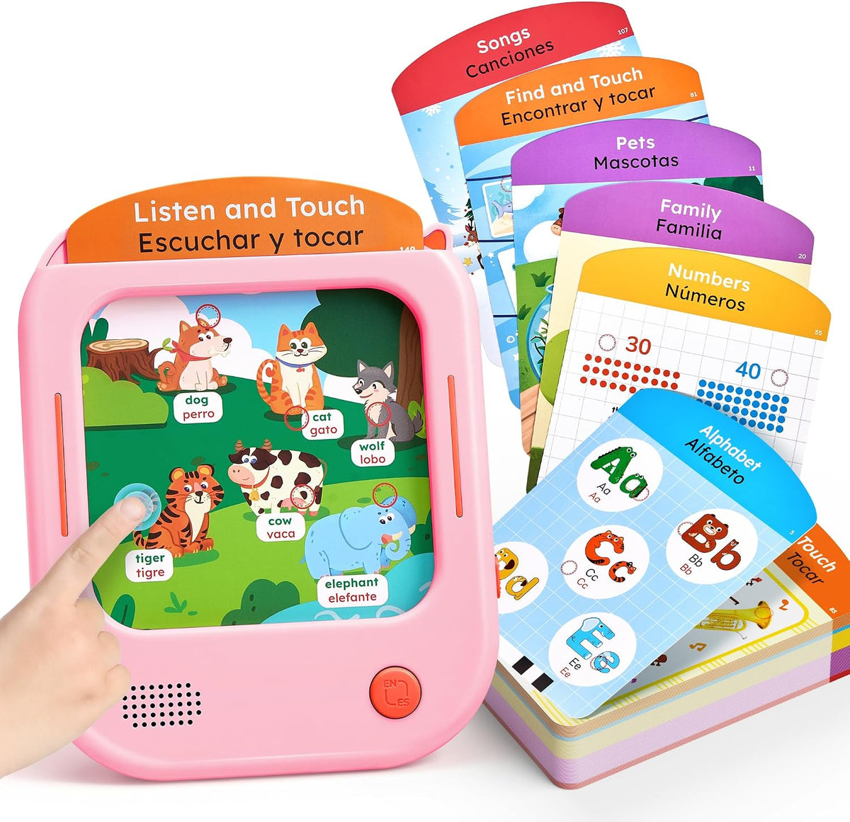 JoyCat Kids Learning Tablet - Pink:English&Spanish-Early Learning