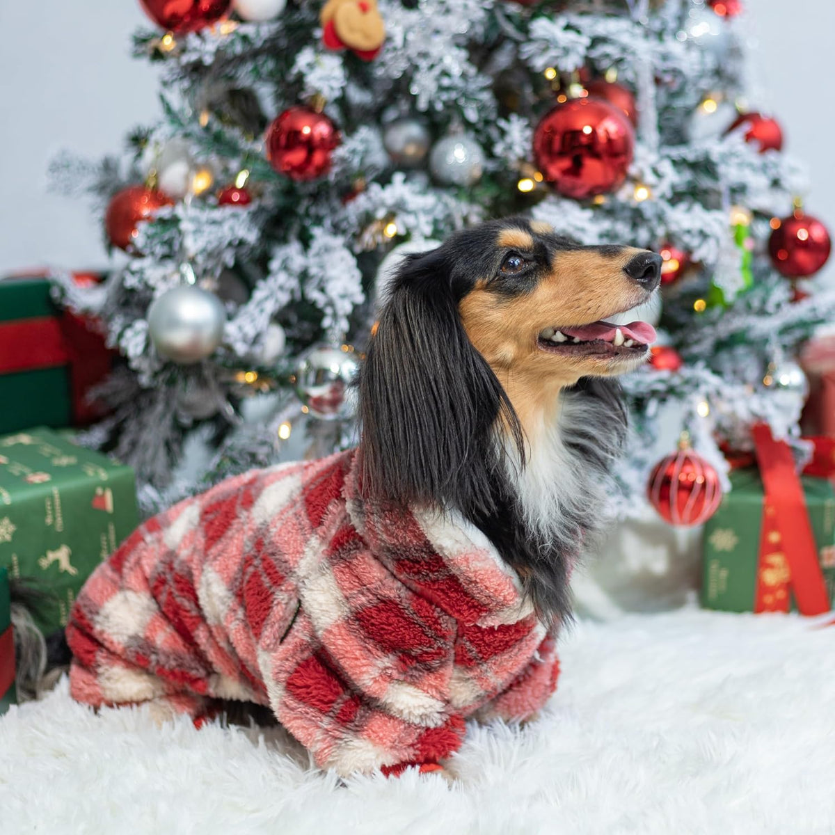 Fitwarm Collared Neck Plaid Dog Pajamas - X-Large / Red-White - image 4