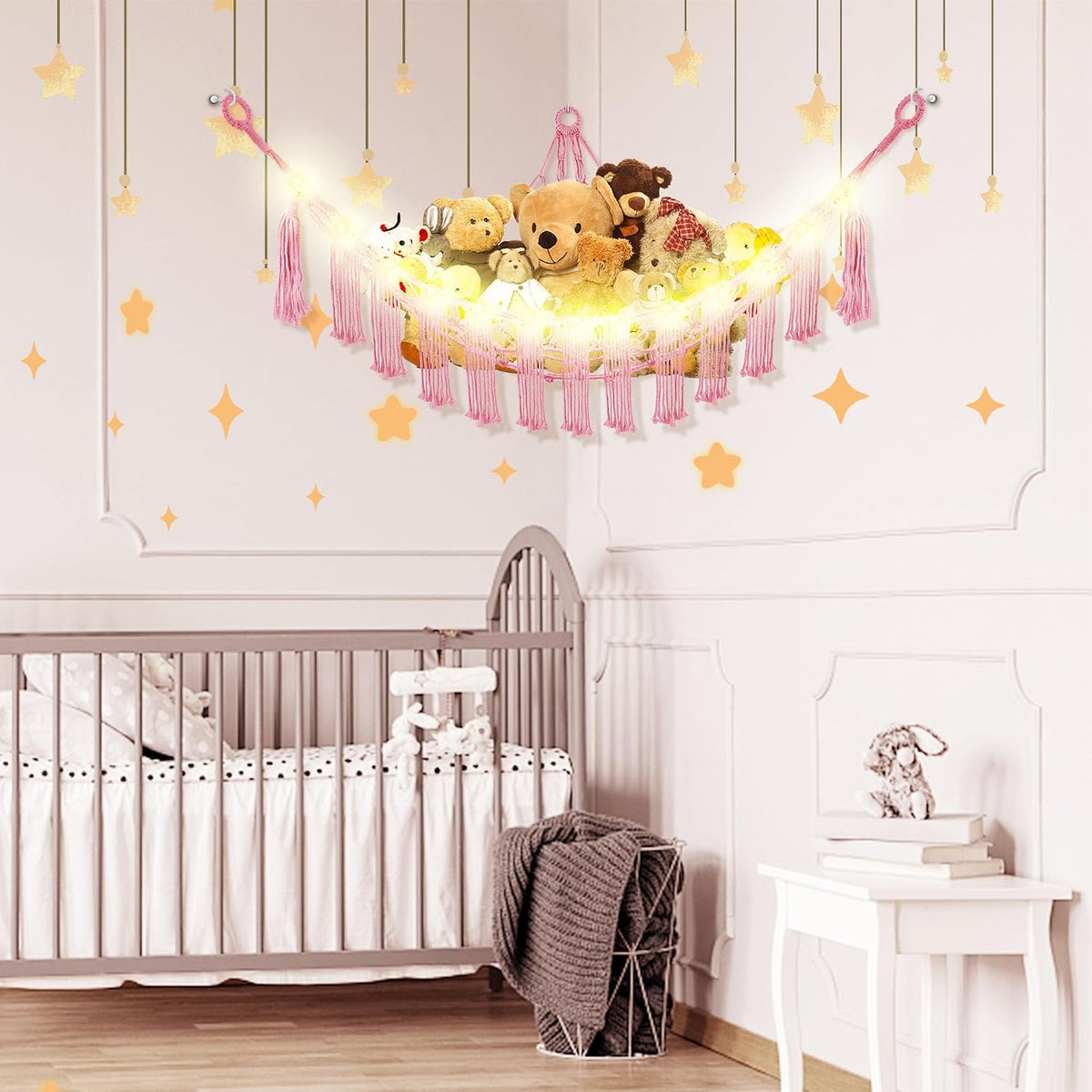 CERETIA Stuffed Animal Hammock Large Corner Plushie Net Storage - Pink / Jumbo-(Package of 1) - image 2