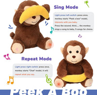 Hopearl Peek A Boo Cow Interactive Repeats What You Say Plush Diary - Monkey with Banana - image 4