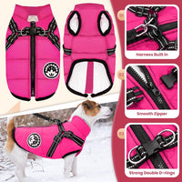 Winter Dog Coat with Harness Built in Waterproof Dog Jackets Warm Pet - Pink / L(Suggest 8-11 lbs) - image 2