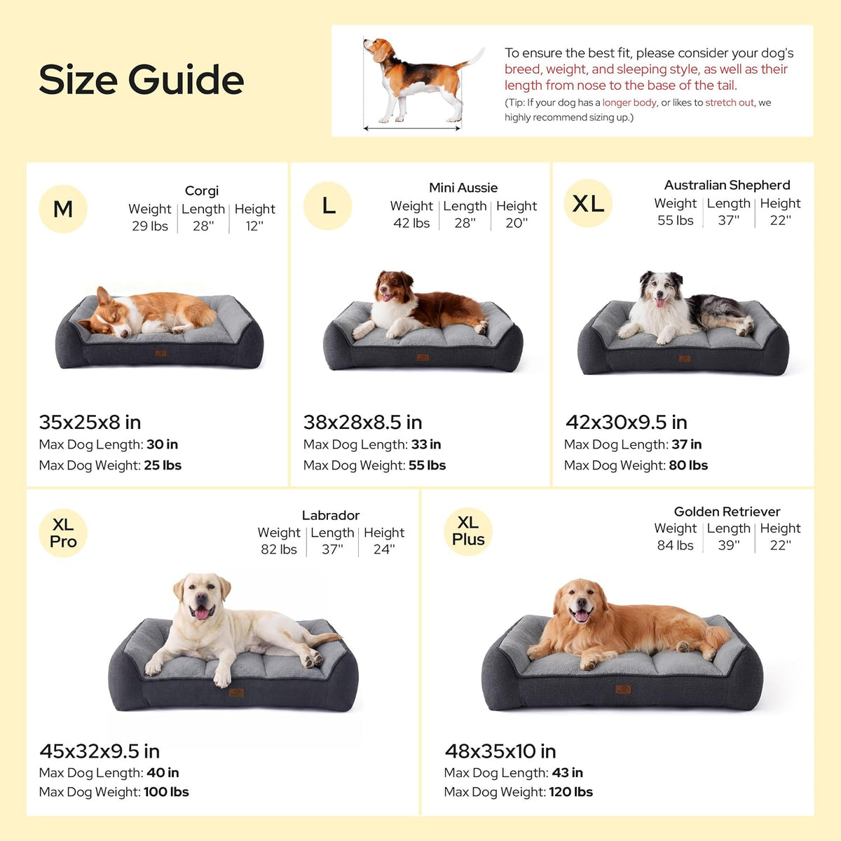 Bedsure SupportMax Extra Thick Orthopedic XL Dog Beds Large Sized Dog – Essentials for Dogs - Grey / 35"l X 25"w X 8"th - image 4