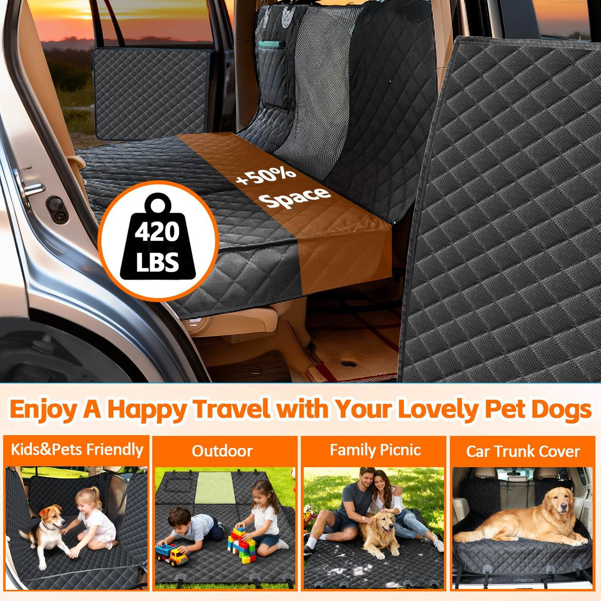 Dog Car Seat Cover for Back Seat Extender for Dogs - image 3
