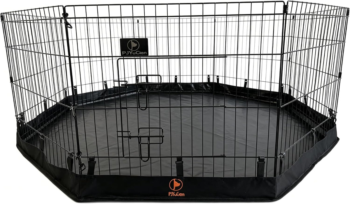 Puppy Playpen with Bottom Pad and Door, 8 Panels 24" H - Black / X-Small Pen: 24-Inch High / Playpen+Bottom