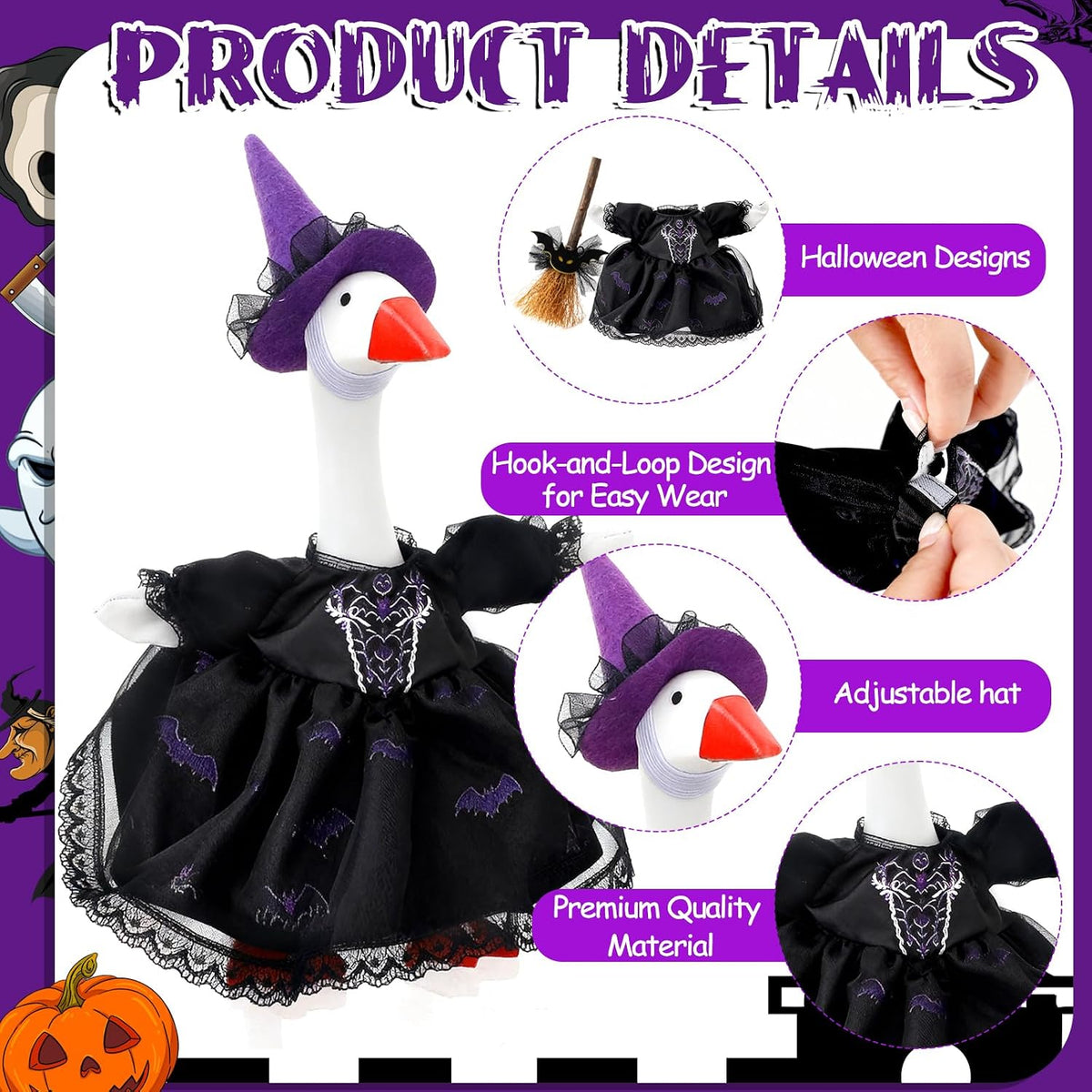 7 Inch Mini Desk Goose Outfits - Halloween Color(black) - image 4