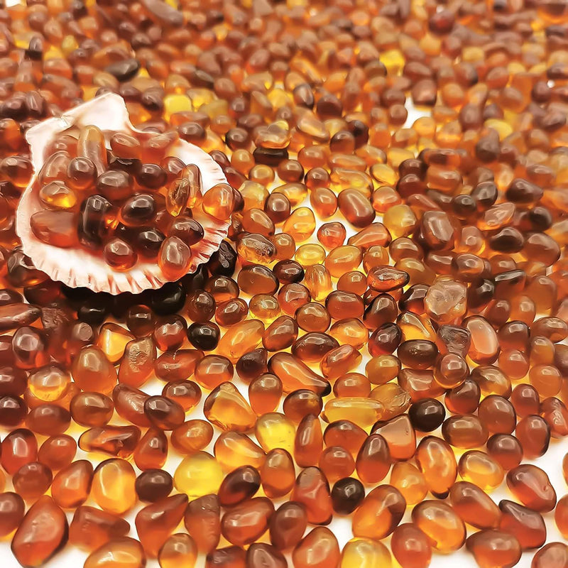 Keedolla Aquarium Glass Pebbles Stones Fish Tank Rocks Gravel - 3 Pounds / Amber