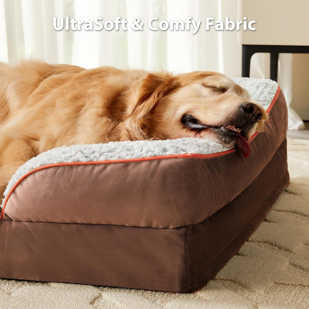 Washable Orthopedic Dog Bed - Coffee / 42"L x 30"W x 7"Th - image 3