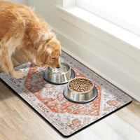 Dog Food Mats for Floors, Absorbent Dog Bowl Mat for Food and Water Dispenser Mat, Quick Dry Cat - Orange / 30"L x 17"W - image 2