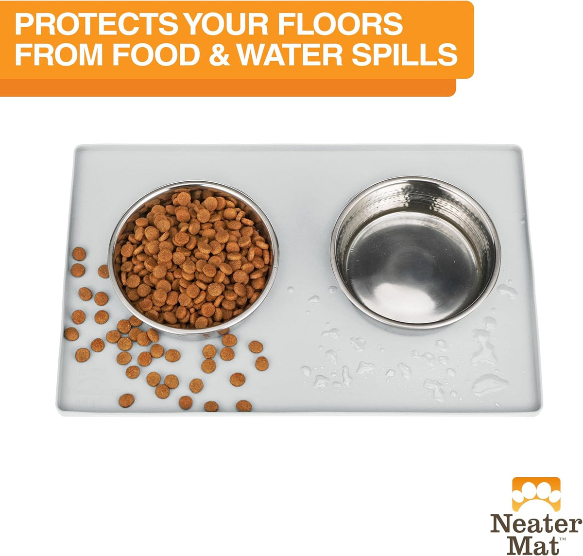 Neater Pet Brands Neater Mat Cat & Dog Food Mat - 19"L x 12"W / Light Gray - image 2