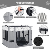 Portable Cat Playpen with Litter Box, Cat Enclosure for Camping - Light gray / Double - image 4