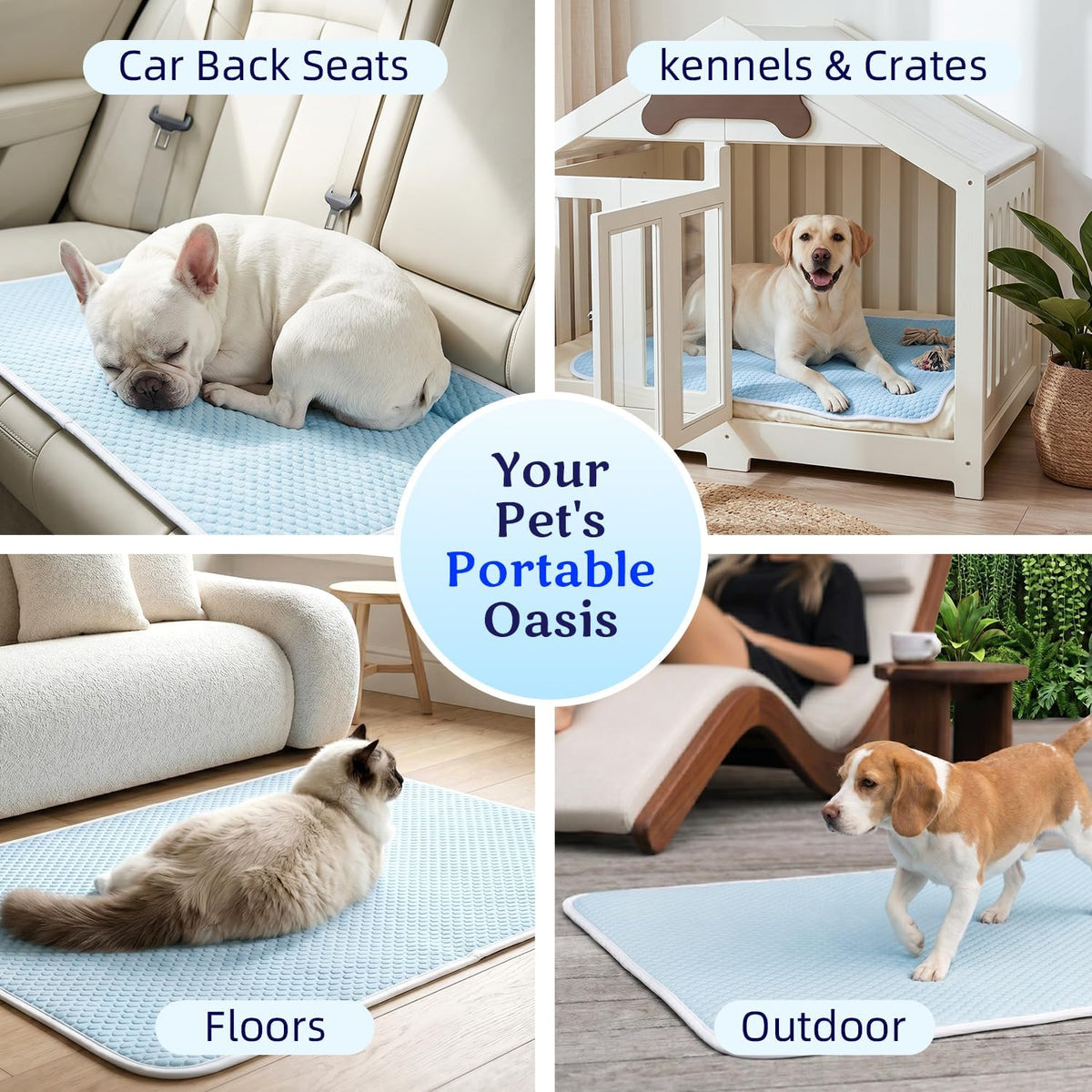 Mora Pets Dog Cooling Mat Instant Pet Cooling Pad Bed for Large Dogs - Blue / 47-Inch (X-Large) - image 4