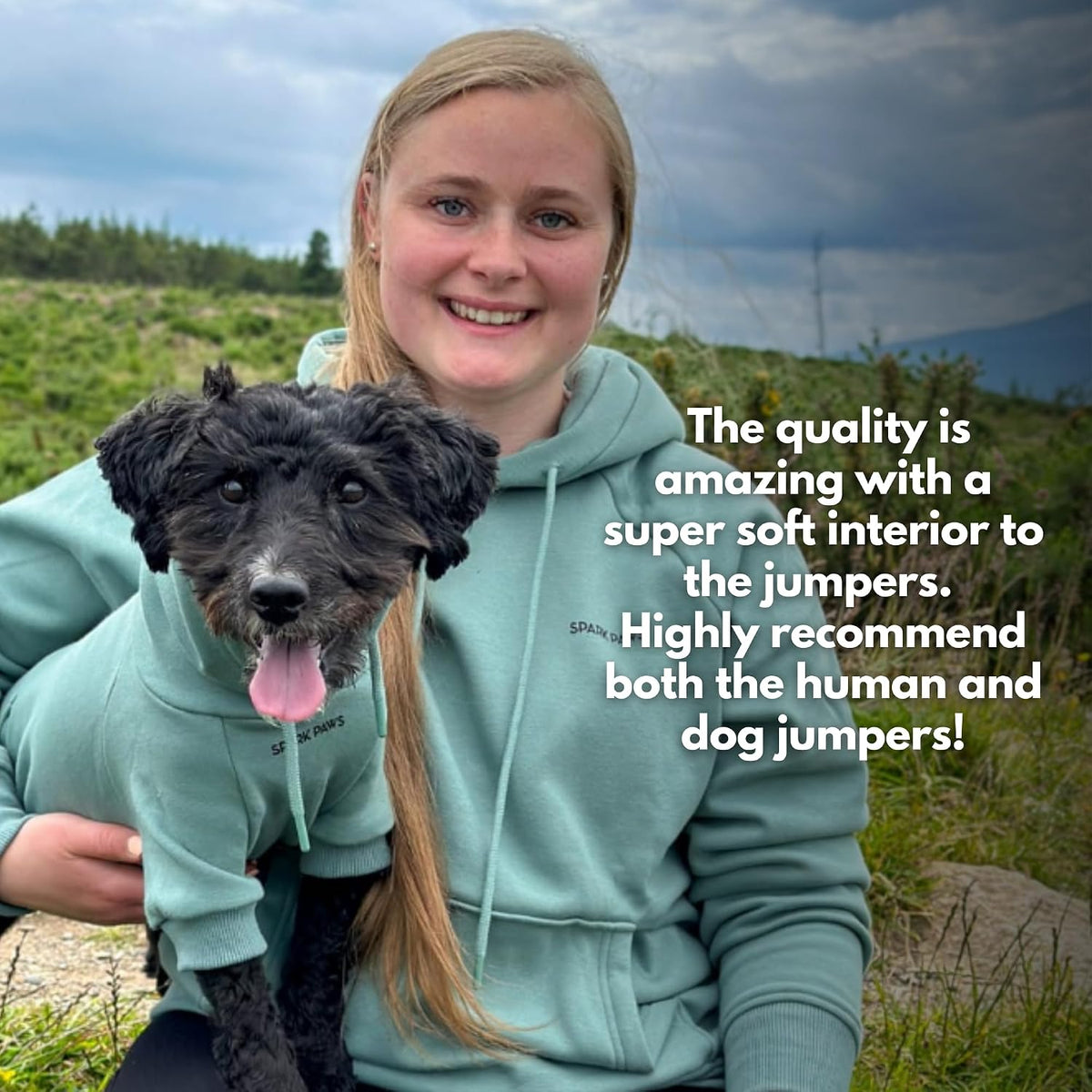 Spark Paws Human Hoodie, Matching Dog and Owner Clothes - Large / Teal - image 4