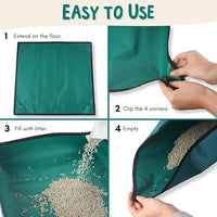 Travel Litter Box for Cats Small & Foldable - Non-Stick Portable Litter Box for Cat Traveling, No-Mess, Collapsible Litterbox (Essentials Traveling with Cats by Car, Plane, and Camping)
