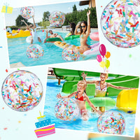Civaner 10 Pcs Inflatable Glitter Beach Balls 16 Inch - Colorful / Confetti - image 3