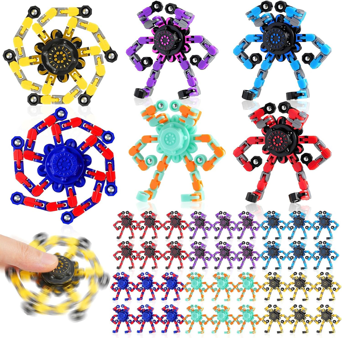 12PCS Transformable Fidget Spinners for Kids Adults - 36colors - image 3