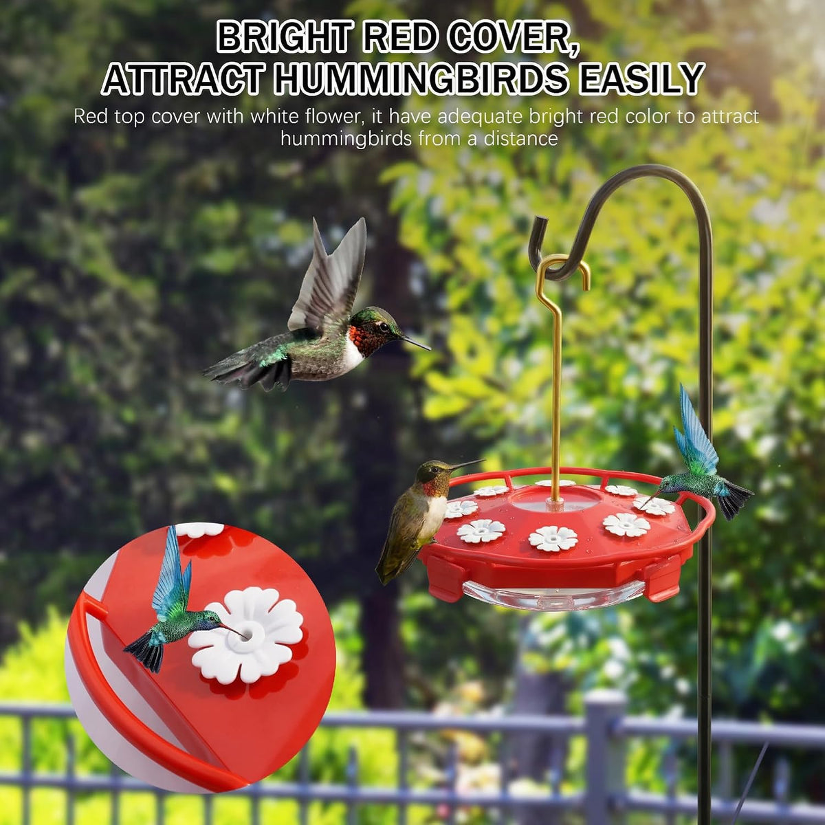 2 Pack 16 oz Saucer Hummingbird Feeders for Outdoors - Red & White / 2-Feeder Set - image 4