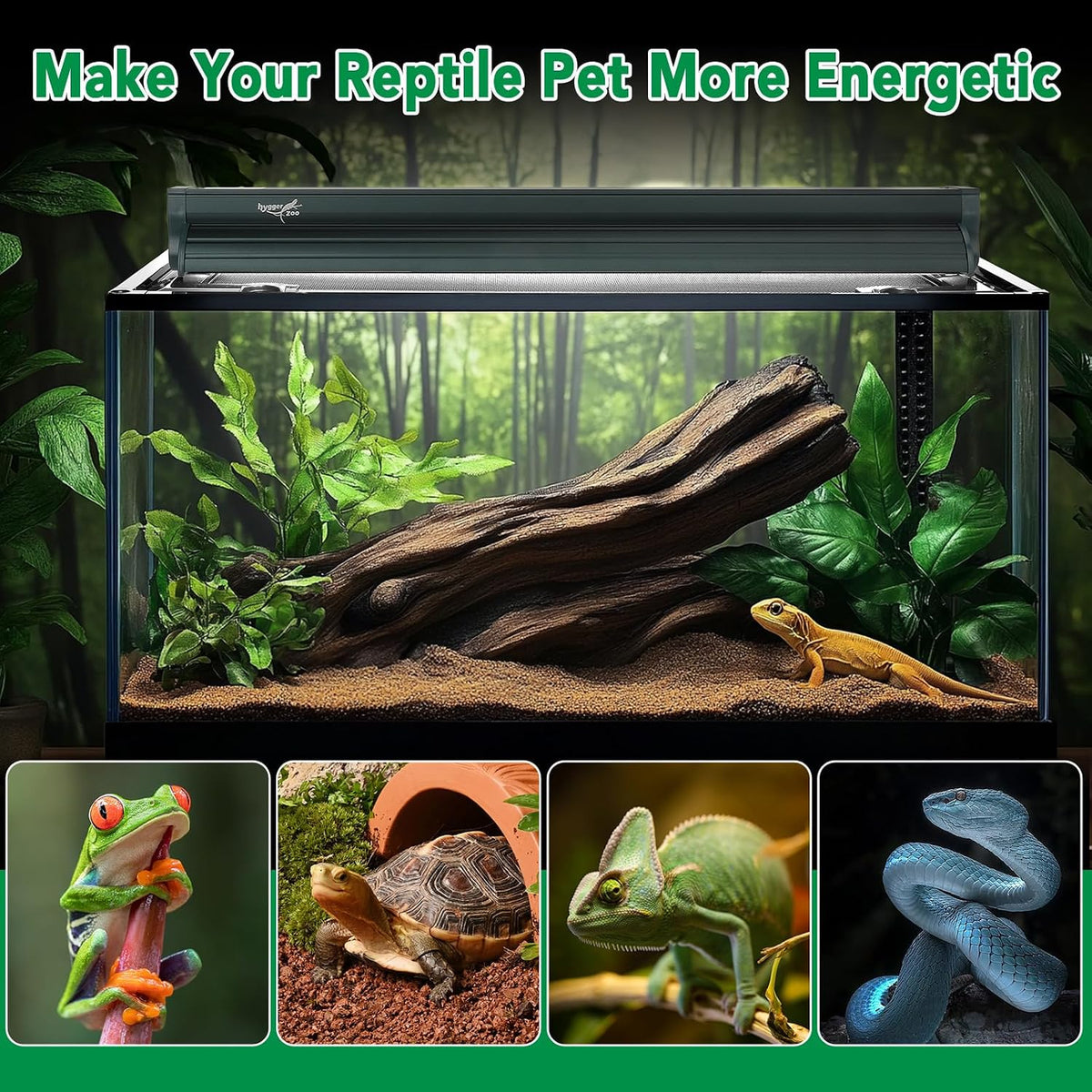 T5 Reptile Light Fixture Combo Kit 24W Light Fixture Reptile - 8W-Green / 8W 12.4IN Green - image 3