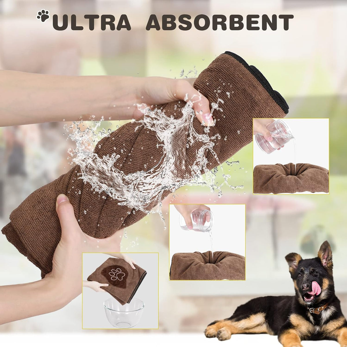 Chumia 4 Pcs Dog Towels for Drying - 16 x 32 Inch / Brown - image 4