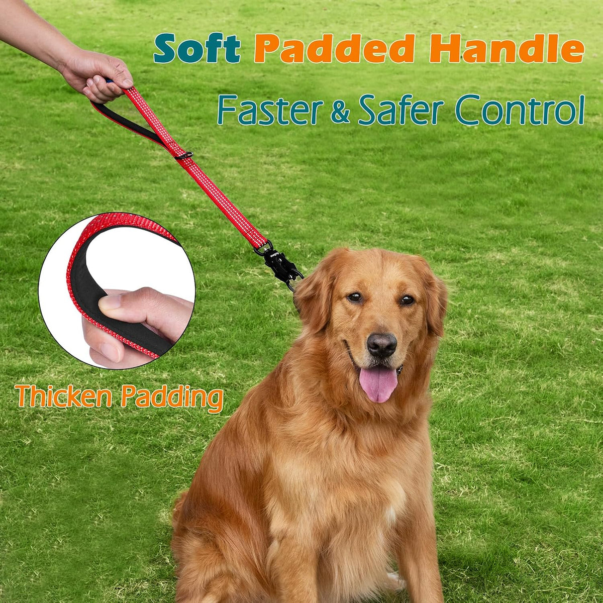 Heavy Duty Short Dog Leash - Red / 18 Inch - image 3