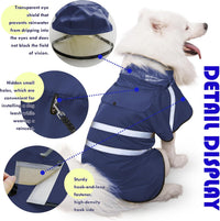 Dog Raincoat, Adjustable Rain Jacket with Hooded Double Layer for Large Medium Small Dogs Puppies - Navy / X-Large - image 4