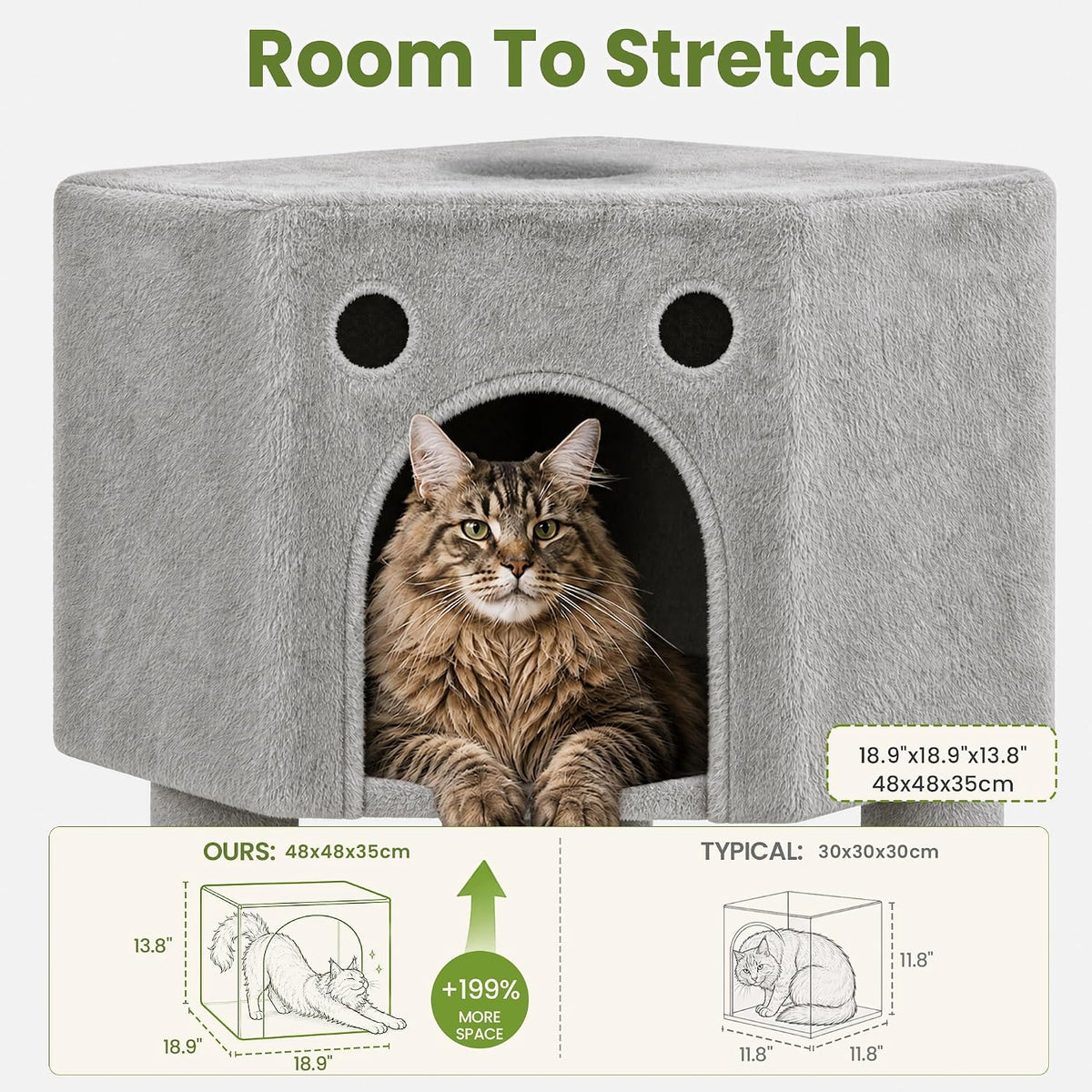 Cat Tree Tower for Indoor Large Adult Cats - Light Grey - image 3