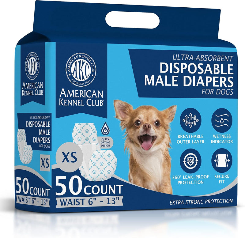 American Kennel Club Male Dog Wrap - X-Small Waist 6 - 13 in / 50.0