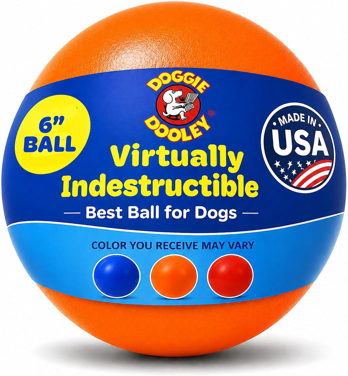 Doggie Dooley Virtually Indestructible Dog Ball - Assorted / Medium (6 inch)